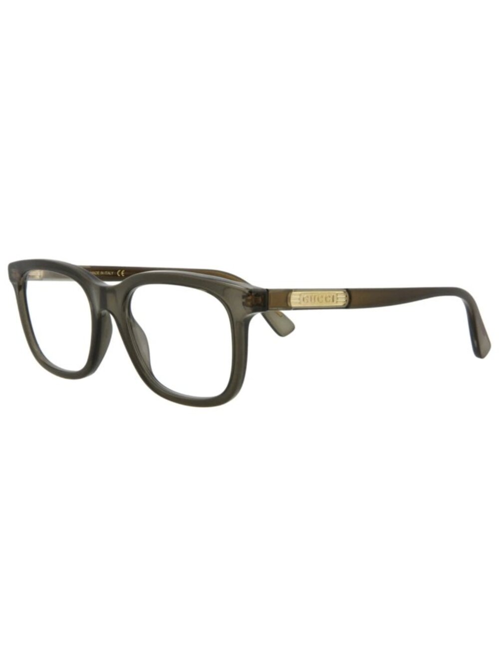New Gucci Women's Eyeglasses Mens Square Rectangle Grey Grey Transparent